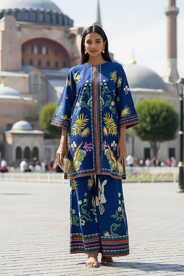 2 Piece - Printed Silk Co-ord Set - BD - 02