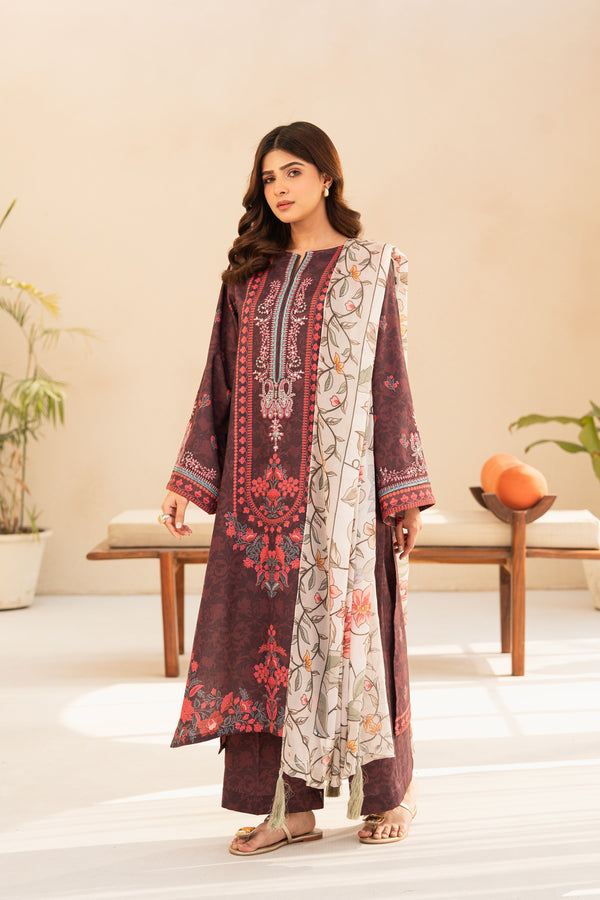 3 Piece - Printed and Embroidered Lawn Suit - PE - 04